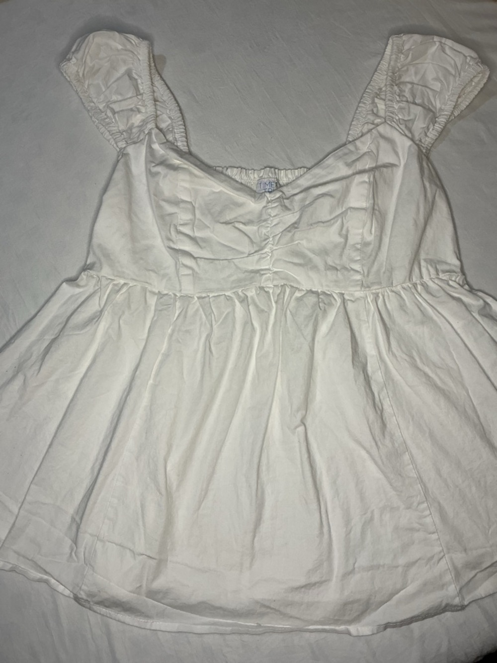 Time and Tru White Ruched Maternity Tank